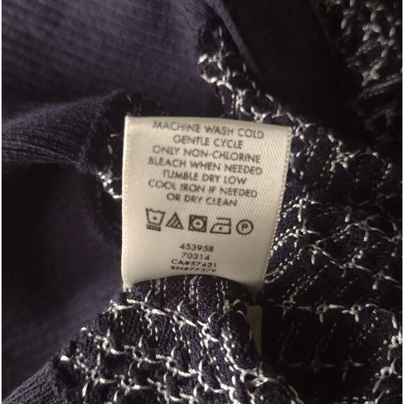 Ann Taylor Button Up Cardigan Sweater L Navy Viscose Office Lightweight Preppy - Picture 8 of 9